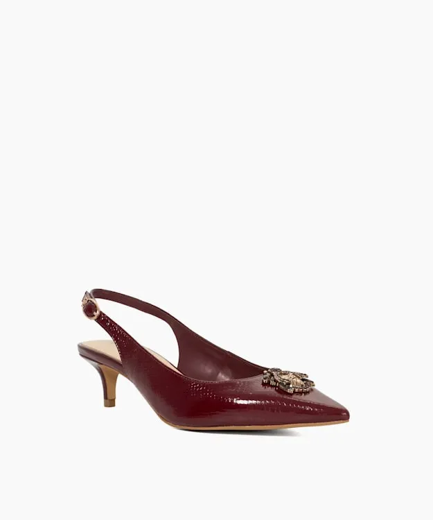 Women Dune London Heels Dune Bug Embellished Kitten Heels Red