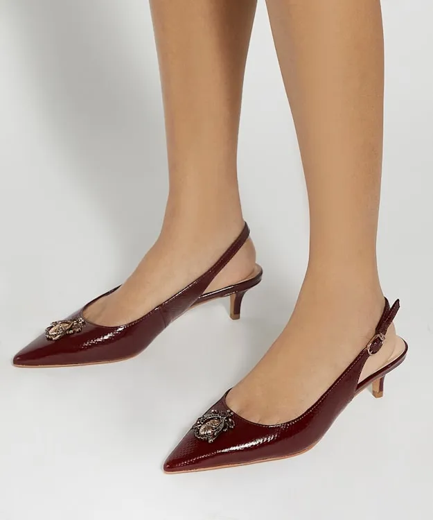 Women Dune London Heels Dune Bug Embellished Kitten Heels Red