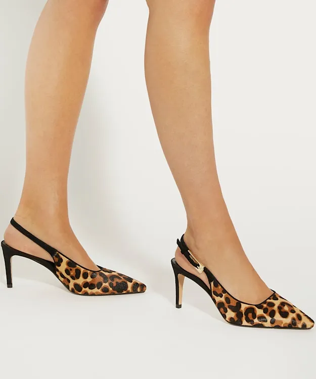 Women Dune London Heels Leopard Print SlingBack Heels Animal