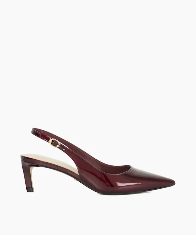 Women Dune London Heels Pointed Toe Kitten Heel Court Shoes Red