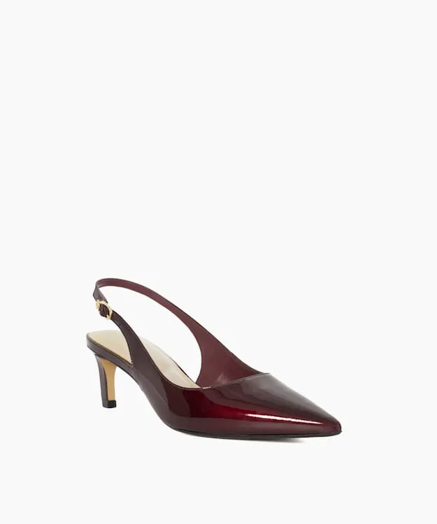 Women Dune London Heels Pointed Toe Kitten Heel Court Shoes Red