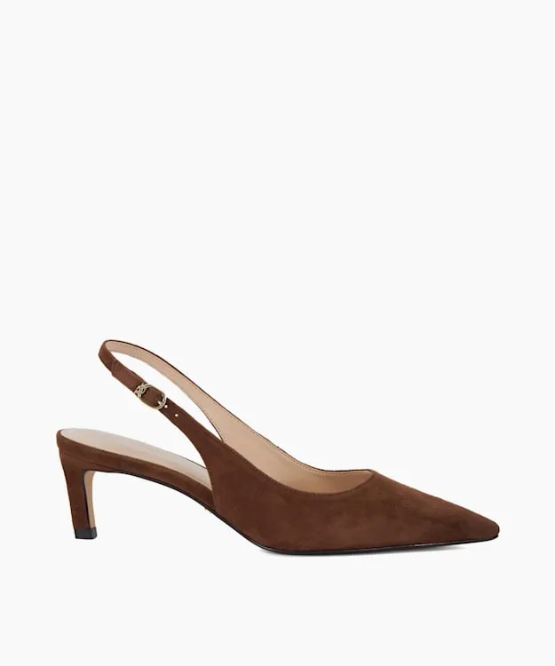 Women Dune London Heels Pointed Toe SlingBack Heels Brown