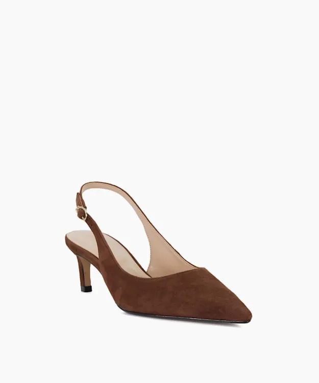 Women Dune London Heels Pointed Toe SlingBack Heels Brown