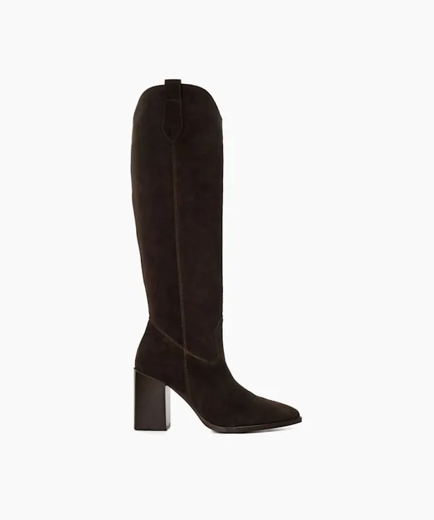 Women Dune London Knee High Boots Mid Suede KneeHigh Boots Brown