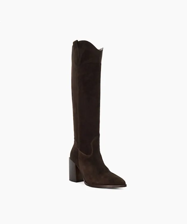 Women Dune London Knee High Boots Mid Suede KneeHigh Boots Brown