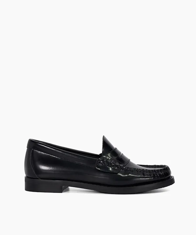 Women Dune London Loafers Leather SlipOn Loafers Black