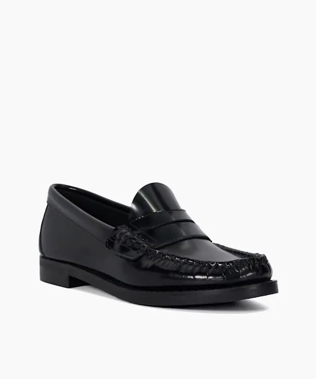 Women Dune London Loafers Leather SlipOn Loafers Black