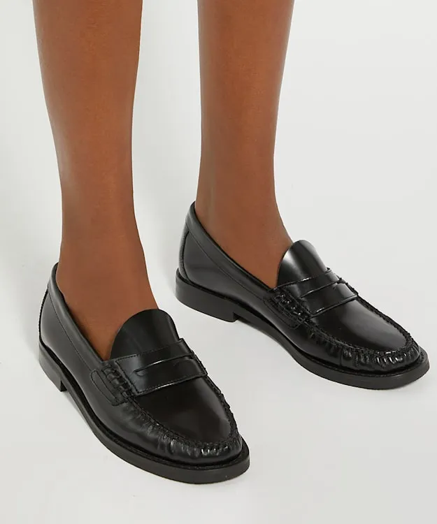 Women Dune London Loafers Leather SlipOn Loafers Black