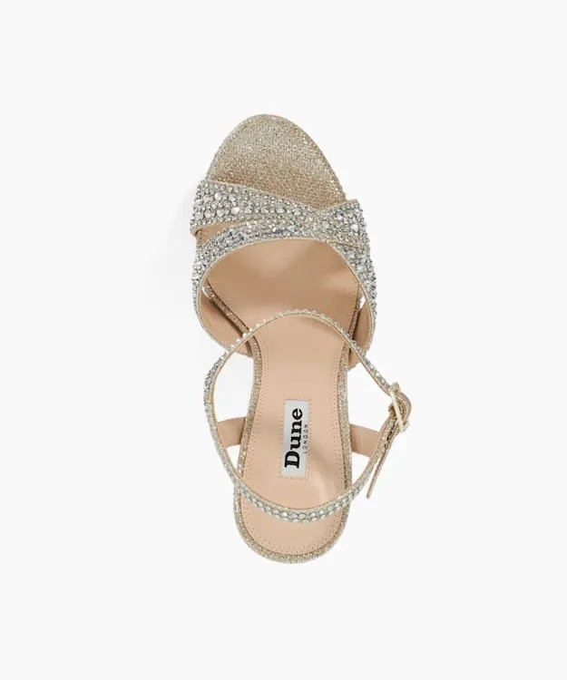 Women Dune London Platform Sandals Stiletto Heel Sandals Metallic