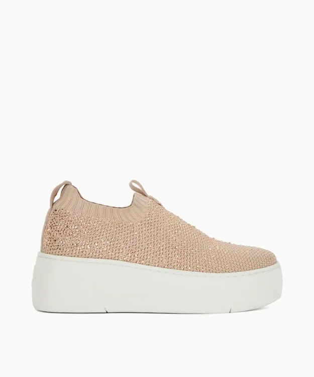 Women Dune London Trainers Embellished Flatform Sock Trainers Pink