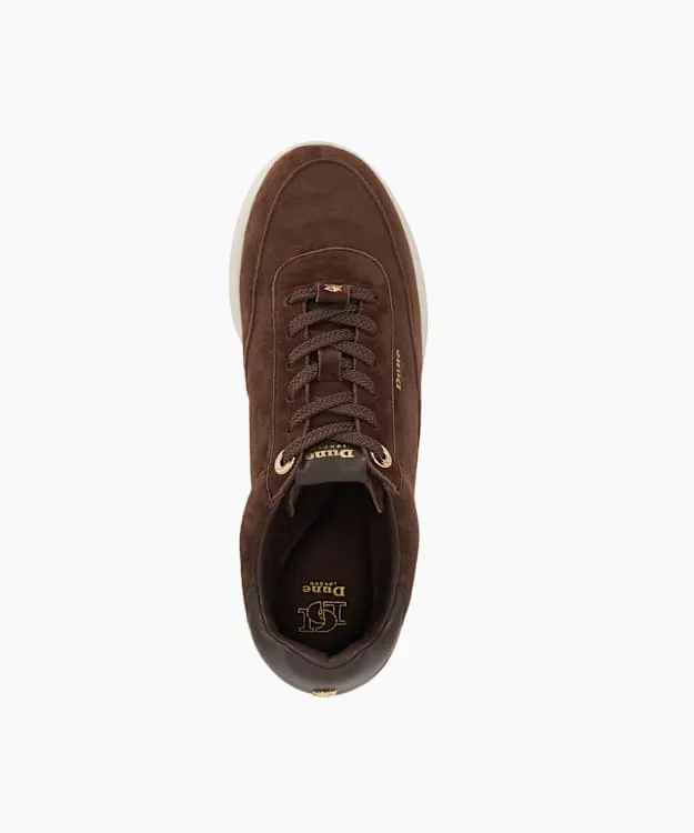 Women Dune London Trainers Lace Up Wedge Sole Shoes Brown