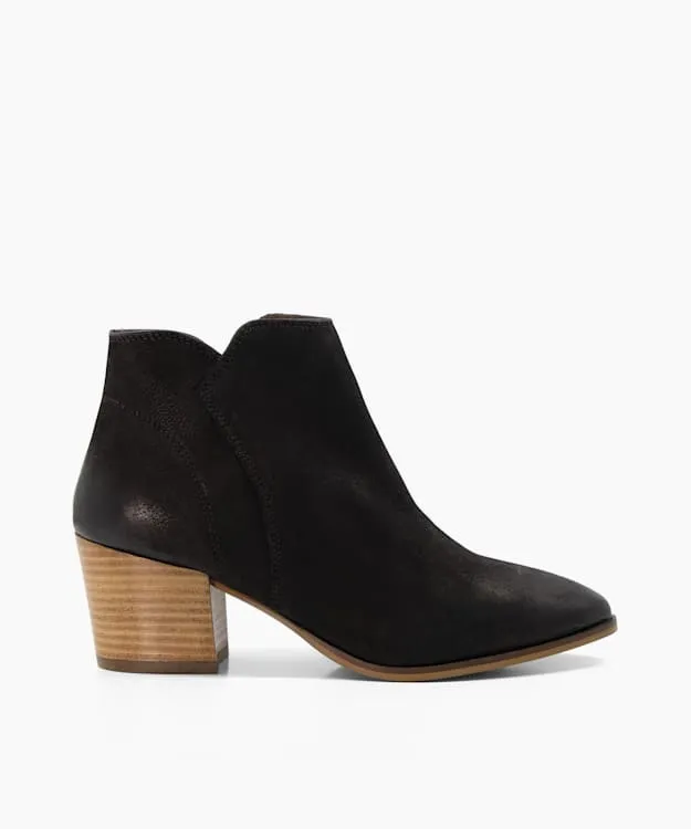 Women Dune London Wide Fit Boots Wide Fit Heeled Nubuck Western Boots Black Nubuck