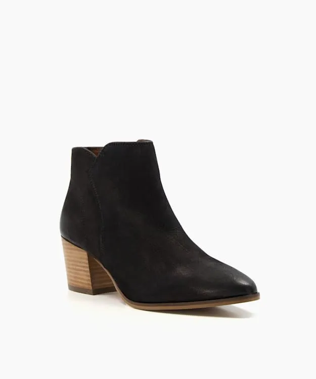 Women Dune London Wide Fit Boots Wide Fit Heeled Nubuck Western Boots Black Nubuck