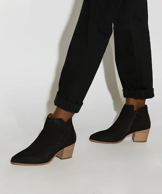 Women Dune London Wide Fit Boots Wide Fit Heeled Nubuck Western Boots Black Nubuck