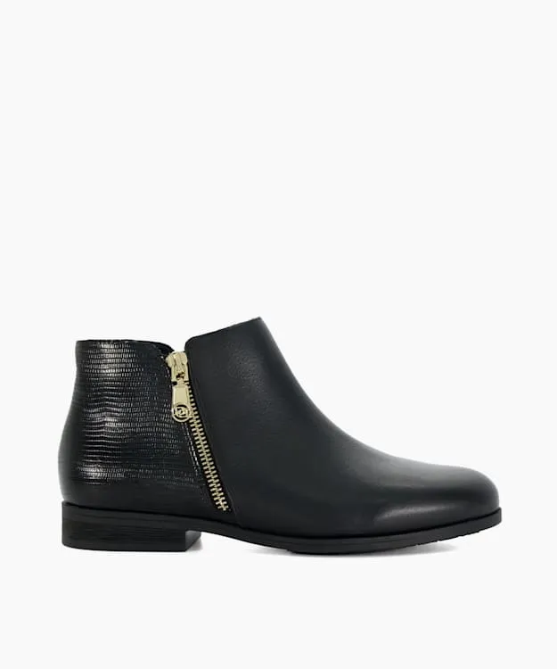 Women Dune London Wide Fit Boots Wide Fit Low Heel Leather Boots Black