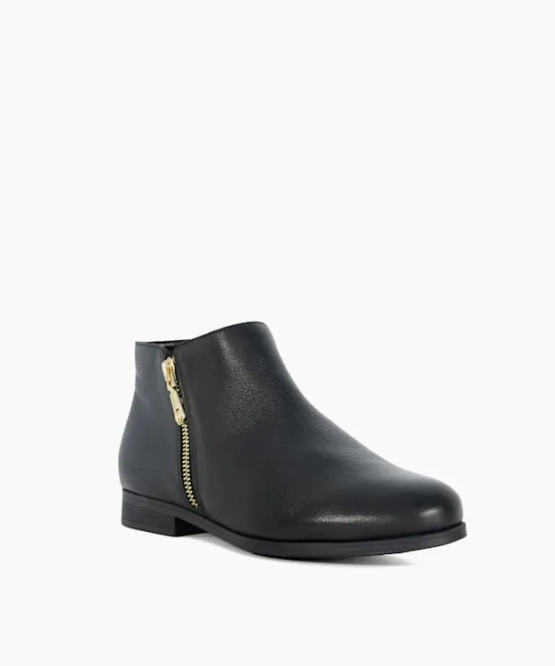 Women Dune London Wide Fit Boots Wide Fit Low Heel Leather Boots Black