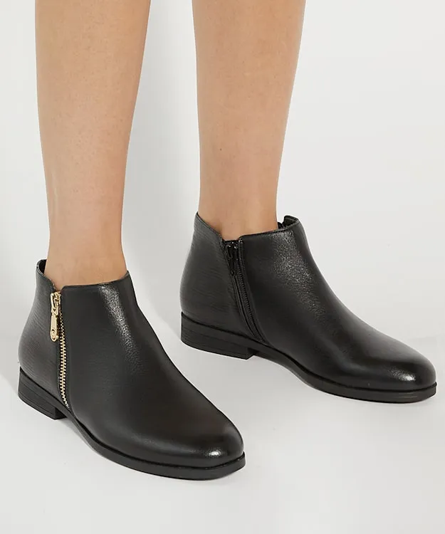Women Dune London Wide Fit Boots Wide Fit Low Heel Leather Boots Black