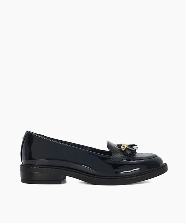 Women Dune London Wide Fit Shoes Wide Fit Patent Tassel Loafers Blue