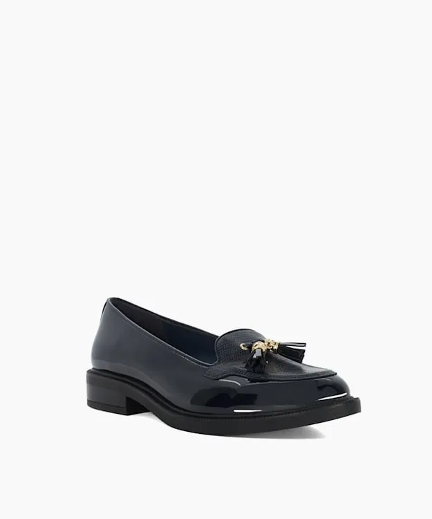 Women Dune London Wide Fit Shoes Wide Fit Patent Tassel Loafers Blue