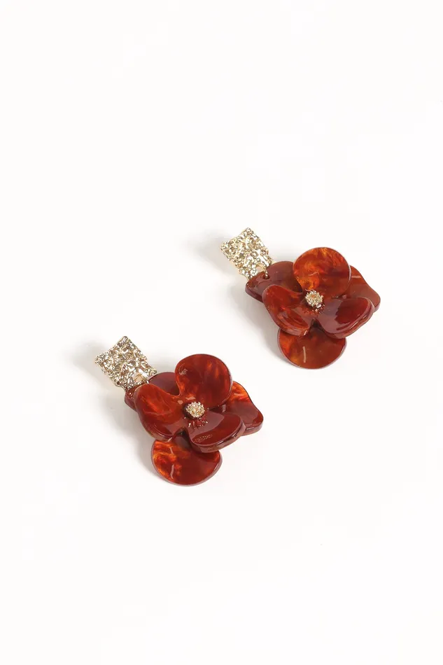 Women Earrings petalandpup Lennon Flower Earrings 8211 GoldBrown GoldBrown