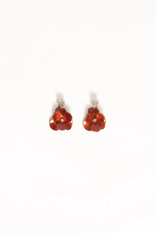 Women Earrings petalandpup Lennon Flower Earrings 8211 GoldBrown GoldBrown