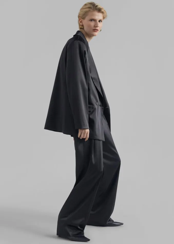 Women Eliane Satin Blazer 8211 Black The Frankie Shop Outerwear