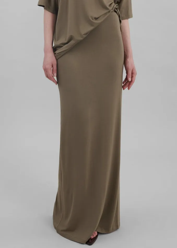 Women Ella Maxi Skirt 8211 Khaki Brown The Frankie Shop Bottoms