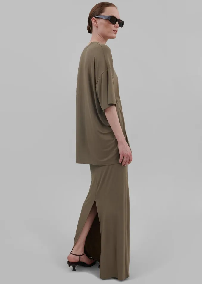 Women Ella Maxi Skirt 8211 Khaki Brown The Frankie Shop Bottoms