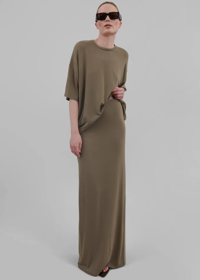 Women Ella Maxi Skirt 8211 Khaki Brown The Frankie Shop Bottoms