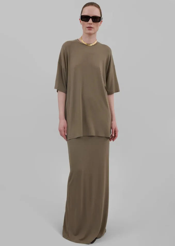 Women Ella Maxi Skirt 8211 Khaki Brown The Frankie Shop Bottoms