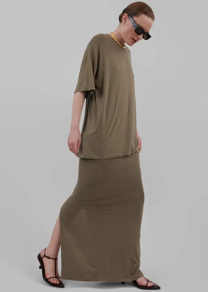 Women Ella Maxi Skirt 8211 Khaki Brown The Frankie Shop Bottoms