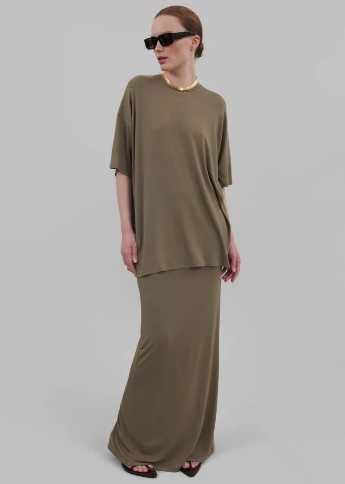 Women Ella Maxi Skirt 8211 Khaki Brown The Frankie Shop Bottoms