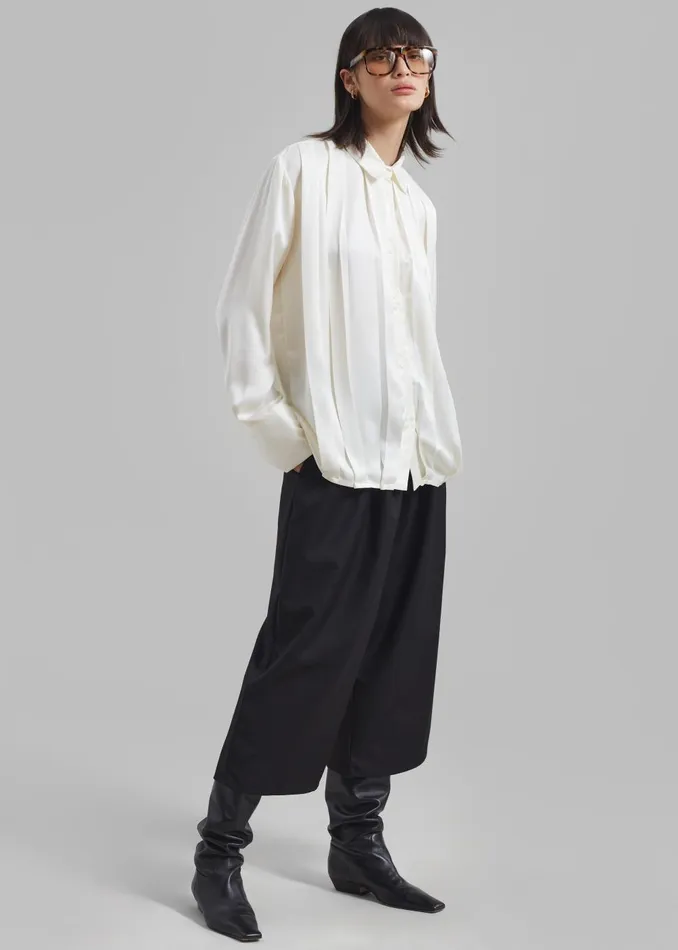 Women Elliana Front Pleated Blouse 8211 Cream The Frankie Shop Tops