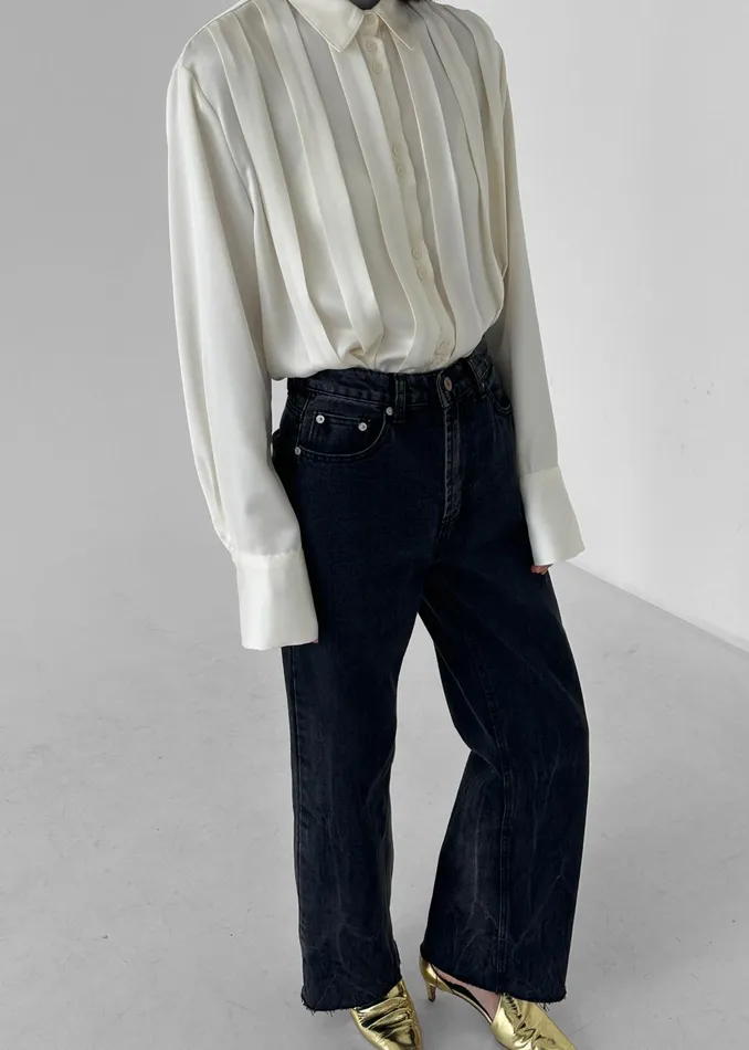 Women Elliana Front Pleated Blouse 8211 Cream The Frankie Shop Tops