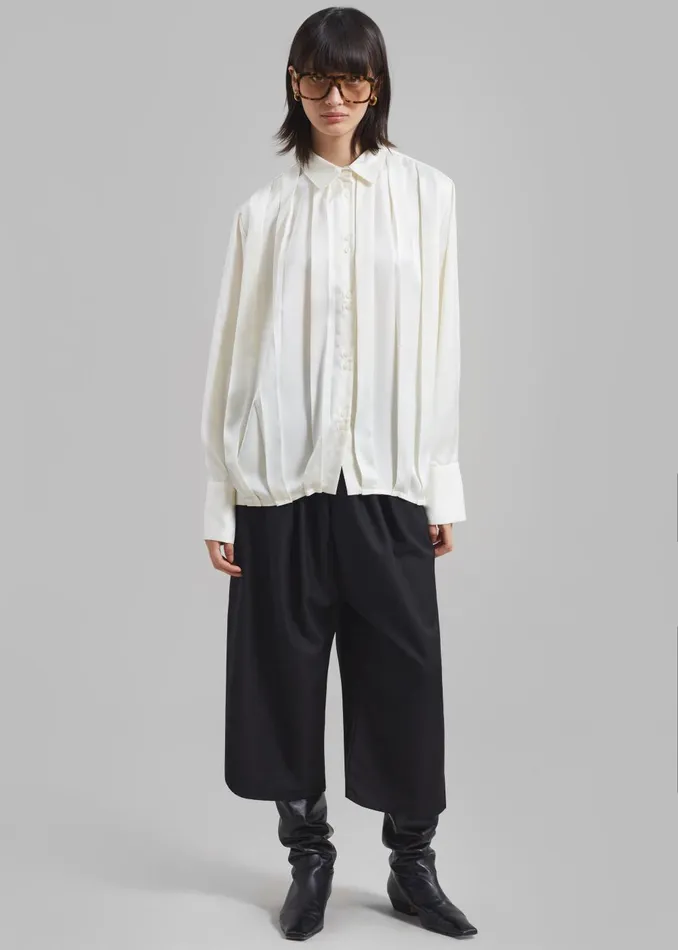 Women Elliana Front Pleated Blouse 8211 Cream The Frankie Shop Tops