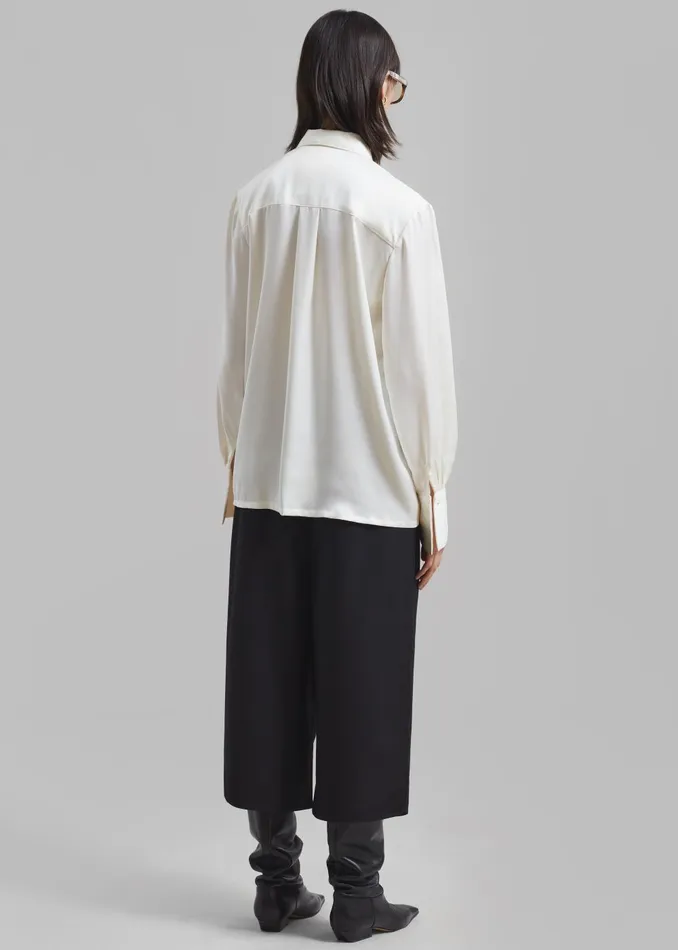 Women Elliana Front Pleated Blouse 8211 Cream The Frankie Shop Tops