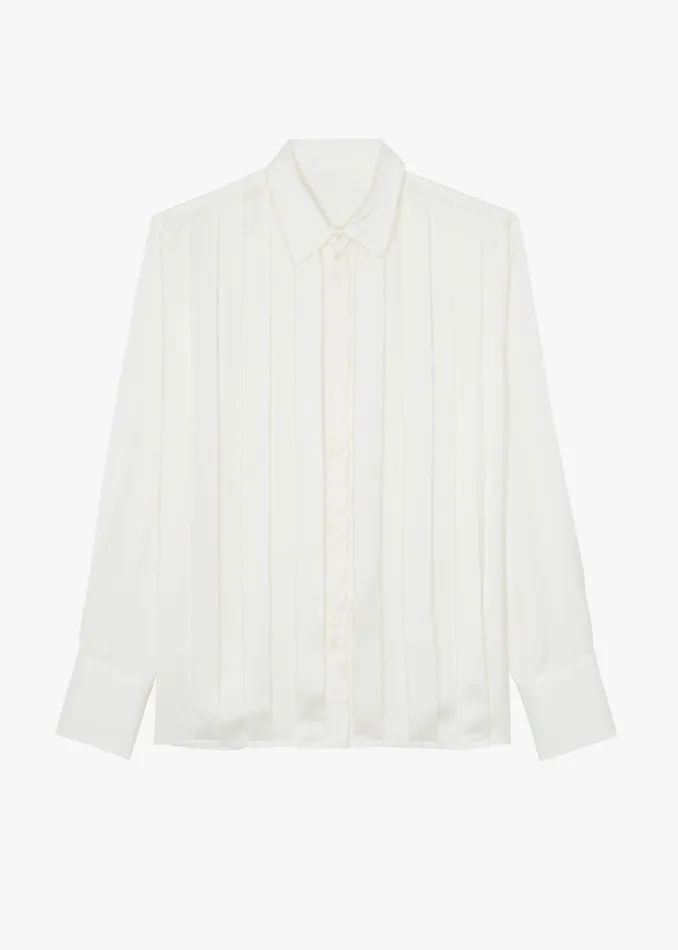 Women Elliana Front Pleated Blouse 8211 Cream The Frankie Shop Tops