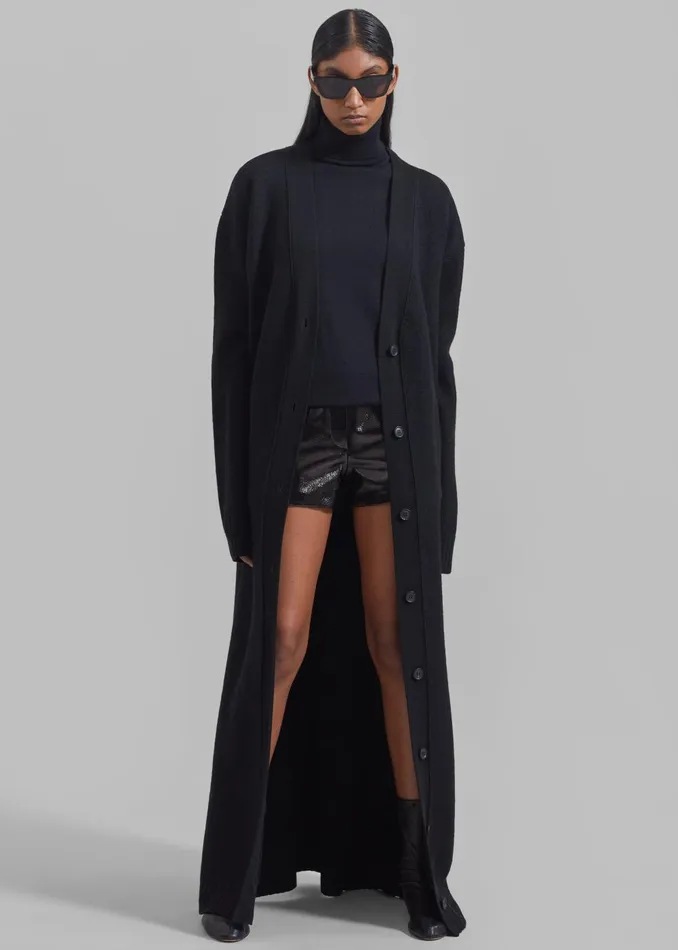 Women Emi Long Knit Cardigan 8211 Black The Frankie Shop Knitwear