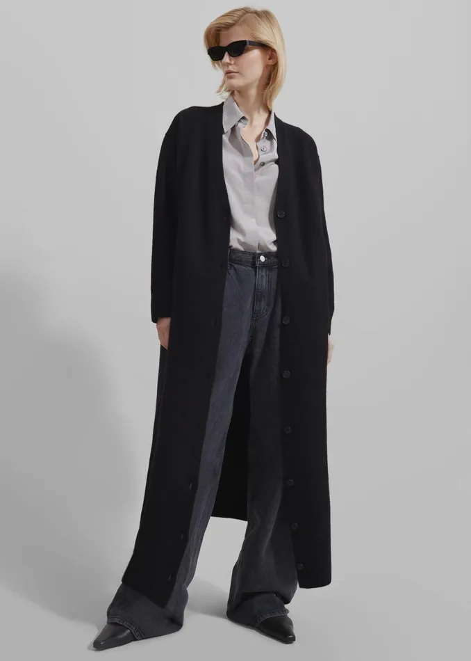 Women Emi Long Knit Cardigan 8211 Black The Frankie Shop Knitwear