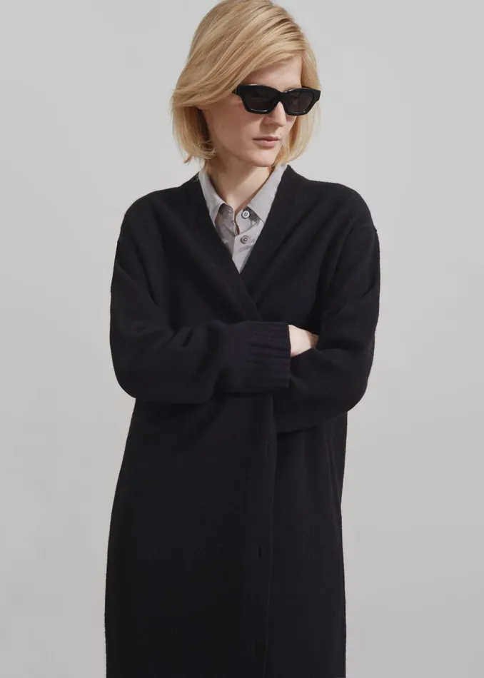 Women Emi Long Knit Cardigan 8211 Black The Frankie Shop Knitwear