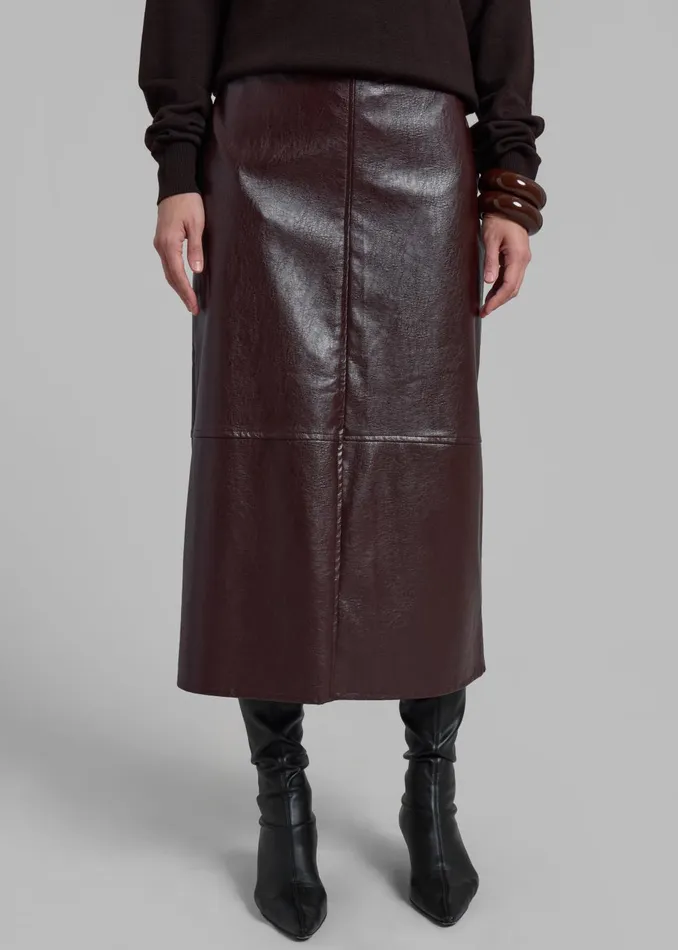 Women Erminie Midi Faux Leather Skirt 8211 Brown The Frankie Shop Bottoms