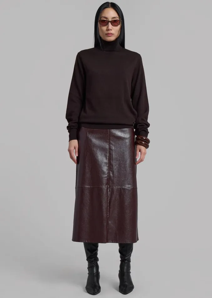 Women Erminie Midi Faux Leather Skirt 8211 Brown The Frankie Shop Bottoms