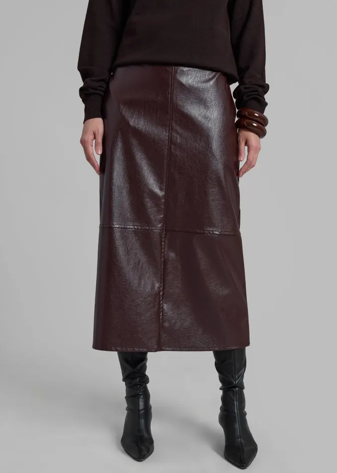Women Erminie Midi Faux Leather Skirt 8211 Brown The Frankie Shop Bottoms