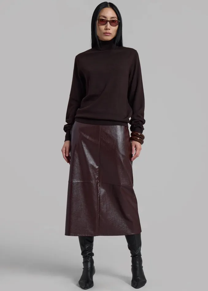 Women Erminie Midi Faux Leather Skirt 8211 Brown The Frankie Shop Bottoms