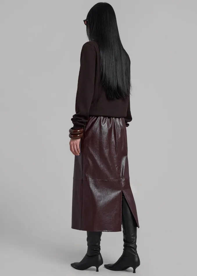 Women Erminie Midi Faux Leather Skirt 8211 Brown The Frankie Shop Bottoms