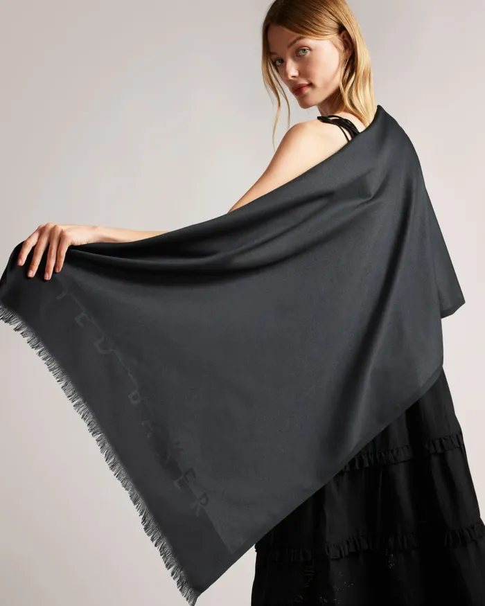 Women ESTELI 8211 Ted Baker Logo Long Scarf Black Ted Baker Scarves Women ESTELI 8211 Ted Baker Logo Long Scarf Black Ted Baker Scarves