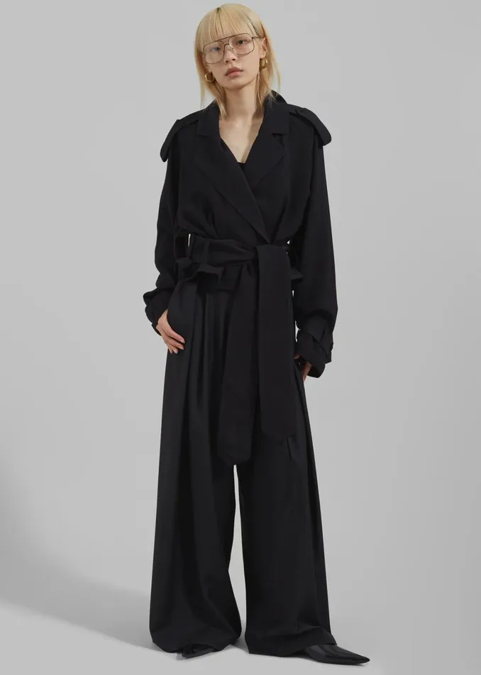 Women Faven Cropped Trench 8211 Black The Frankie Shop Outerwear