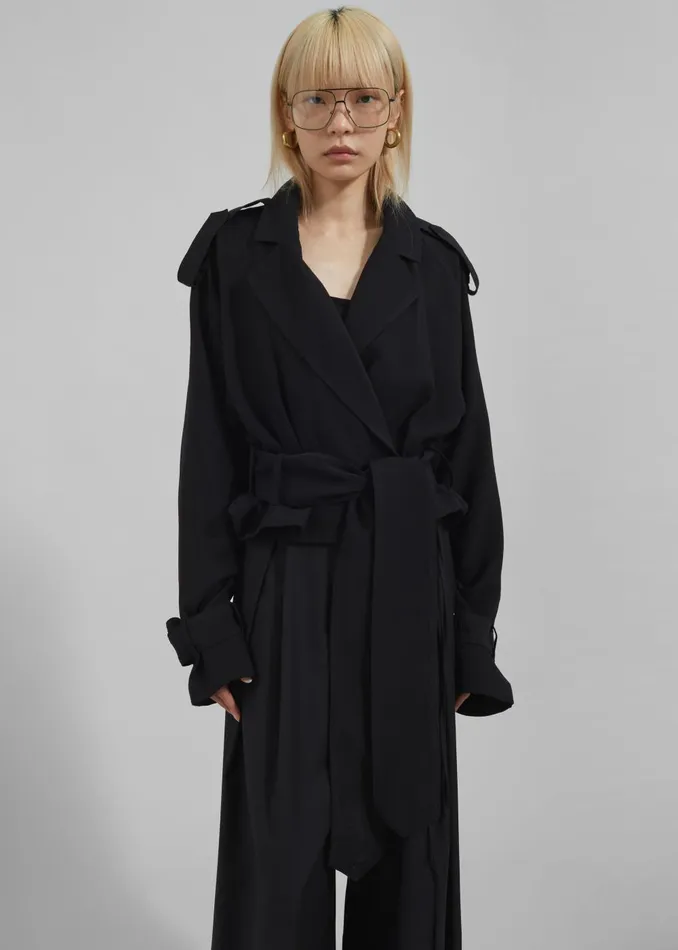 Women Faven Cropped Trench 8211 Black The Frankie Shop Outerwear