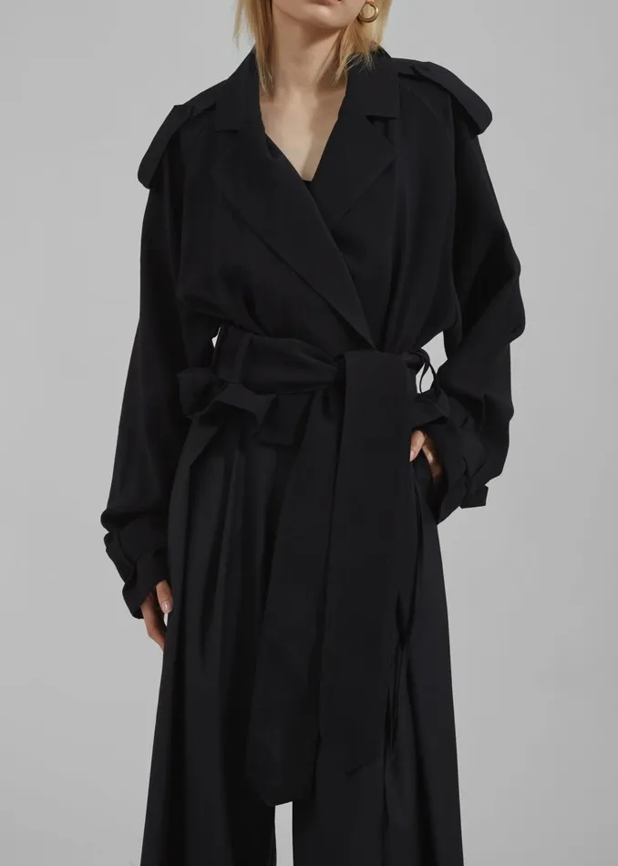 Women Faven Cropped Trench 8211 Black The Frankie Shop Outerwear