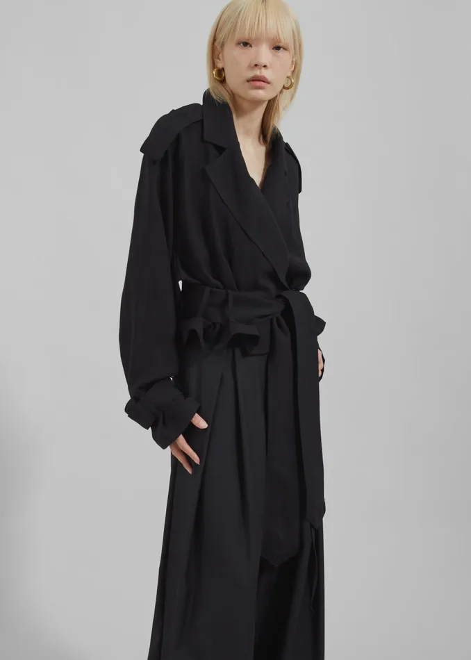 Women Faven Cropped Trench 8211 Black The Frankie Shop Outerwear